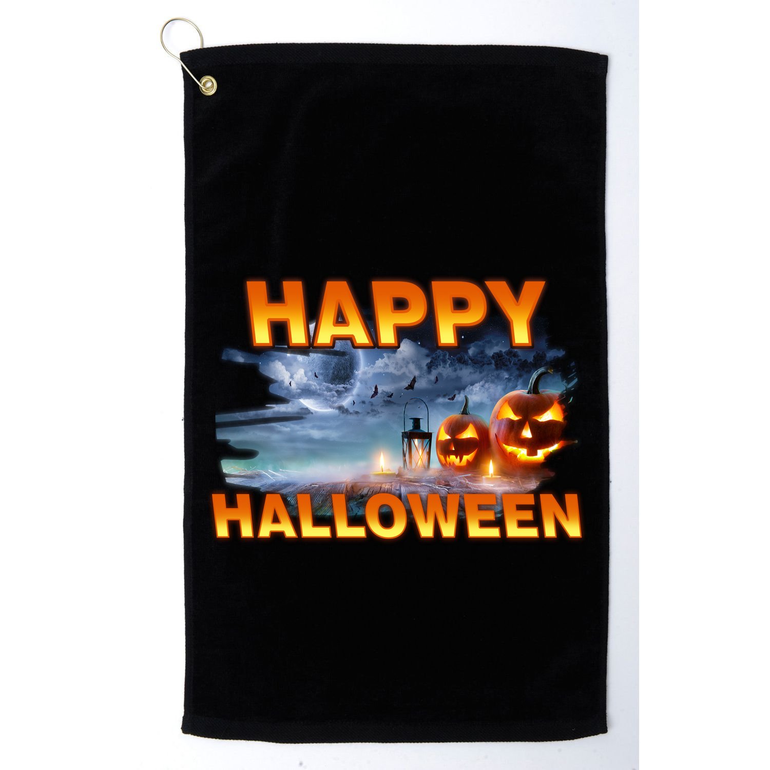 Happy Halloween Creepy Pumpkin Show Golf Towel