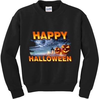 Happy Halloween Creepy Pumpkin Show Kids Sweatshirt