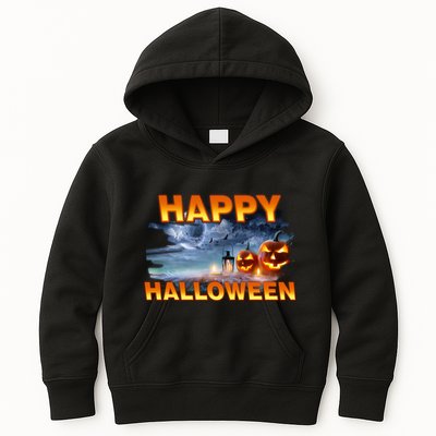 Happy Halloween Creepy Pumpkin Show Kids Hoodie