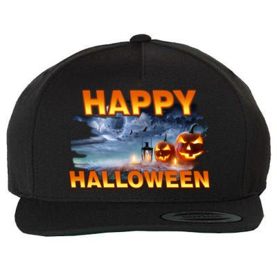 Happy Halloween Creepy Pumpkin Show Wool Snapback Cap