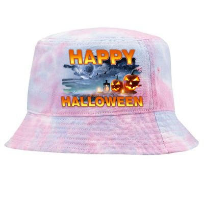 Happy Halloween Creepy Pumpkin Show Tie-Dyed Bucket Hat