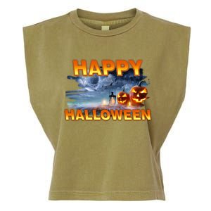 Happy Halloween Creepy Pumpkin Show Garment-Dyed Women's Muscle Tee