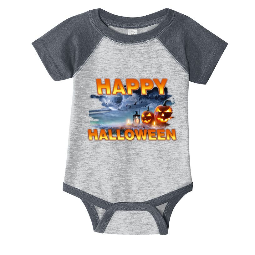 Happy Halloween Creepy Pumpkin Show Infant Baby Jersey Bodysuit