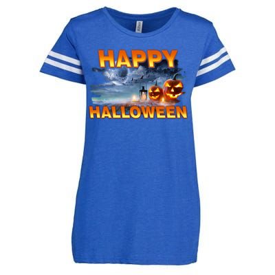 Happy Halloween Creepy Pumpkin Show Enza Ladies Jersey Football T-Shirt