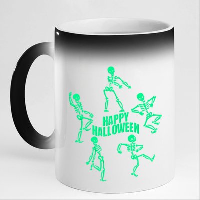 Happy Halloween Dancing Skeletons 11oz Black Color Changing Mug