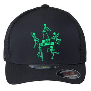 Happy Halloween Dancing Skeletons Flexfit Unipanel Trucker Cap