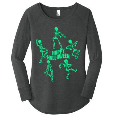 Happy Halloween Dancing Skeletons Women's Perfect Tri Tunic Long Sleeve Shirt