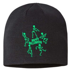 Happy Halloween Dancing Skeletons Sustainable Beanie