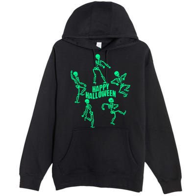Happy Halloween Dancing Skeletons Premium Pullover Hoodie