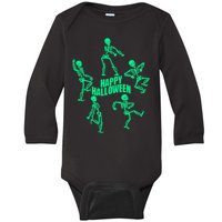 Happy Halloween Dancing Skeletons Baby Long Sleeve Bodysuit