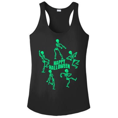 Happy Halloween Dancing Skeletons Ladies PosiCharge Competitor Racerback Tank