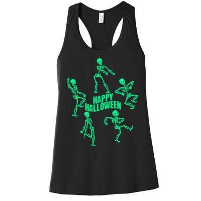 Happy Halloween Dancing Skeletons Women's Racerback Tank