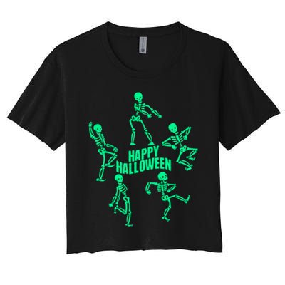 Happy Halloween Dancing Skeletons Crop Top
