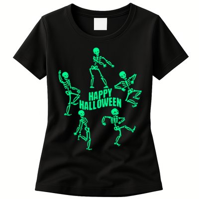 Happy Halloween Dancing Skeletons Womens T-Shirt