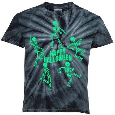 Happy Halloween Dancing Skeletons Kids Tie-Dye T-Shirt