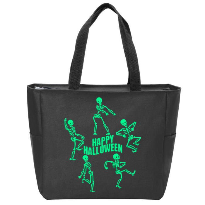 Happy Halloween Dancing Skeletons Zip Tote Bag