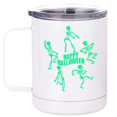 Happy Halloween Dancing Skeletons 12 oz Stainless Steel Tumbler Cup