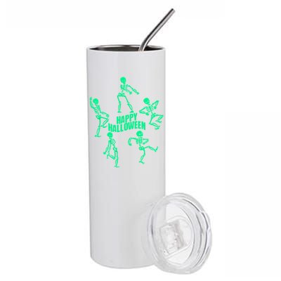 Happy Halloween Dancing Skeletons Stainless Steel Tumbler