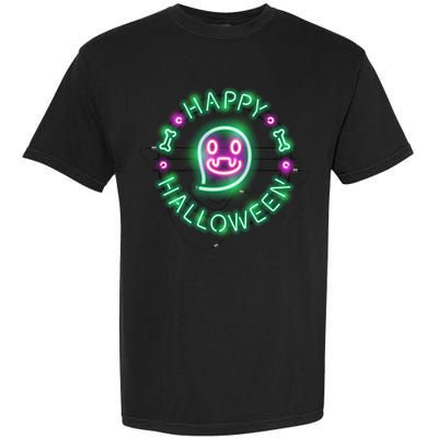 Happy Halloween Neon Sign Garment-Dyed Heavyweight T-Shirt