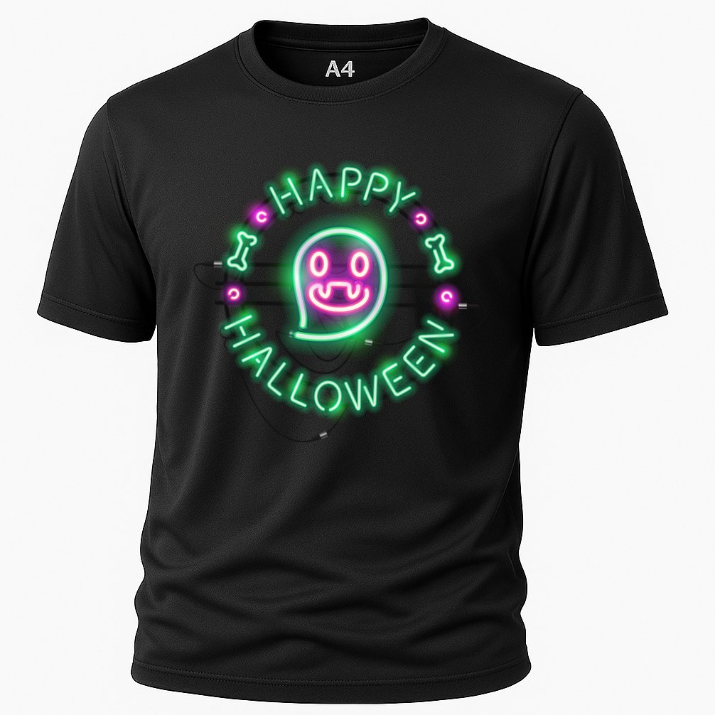 Happy Halloween Neon Sign Cooling Performance Crew T-Shirt