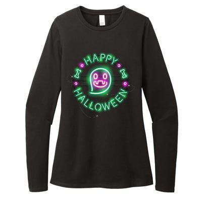 Happy Halloween Neon Sign Womens CVC Long Sleeve Shirt