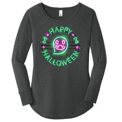 Happy Halloween Neon Sign Women's Perfect Tri Tunic Long Sleeve Shirt