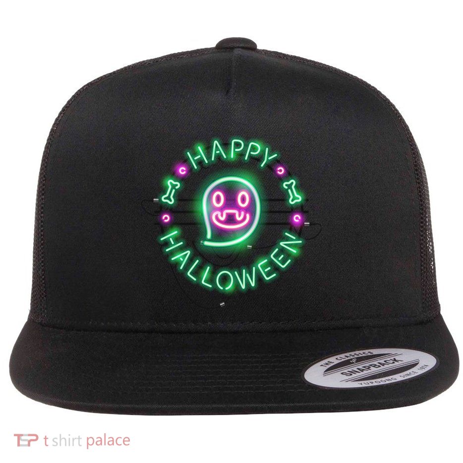 Happy Halloween Neon Sign Flatbill Hat