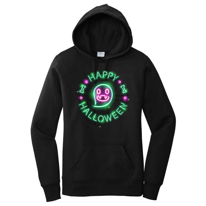 Happy Halloween Neon Sign Women's Pullover Hoodie