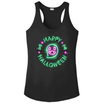 Happy Halloween Neon Sign Ladies PosiCharge Competitor Racerback Tank