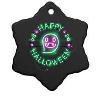 Happy Halloween Neon Sign Ceramic Star Ornament