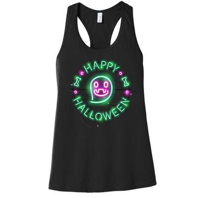 Happy Halloween Neon Sign Women's Racerback Tank