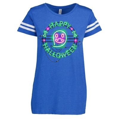 Happy Halloween Neon Sign Enza Ladies Jersey Football T-Shirt