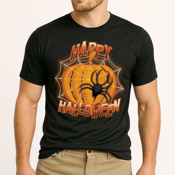 Happy Halloween Spiderweb Pumpkin Cooling Performance Crew T-Shirt