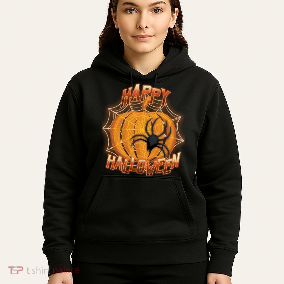 Happy Halloween Spiderweb Pumpkin Hoodie