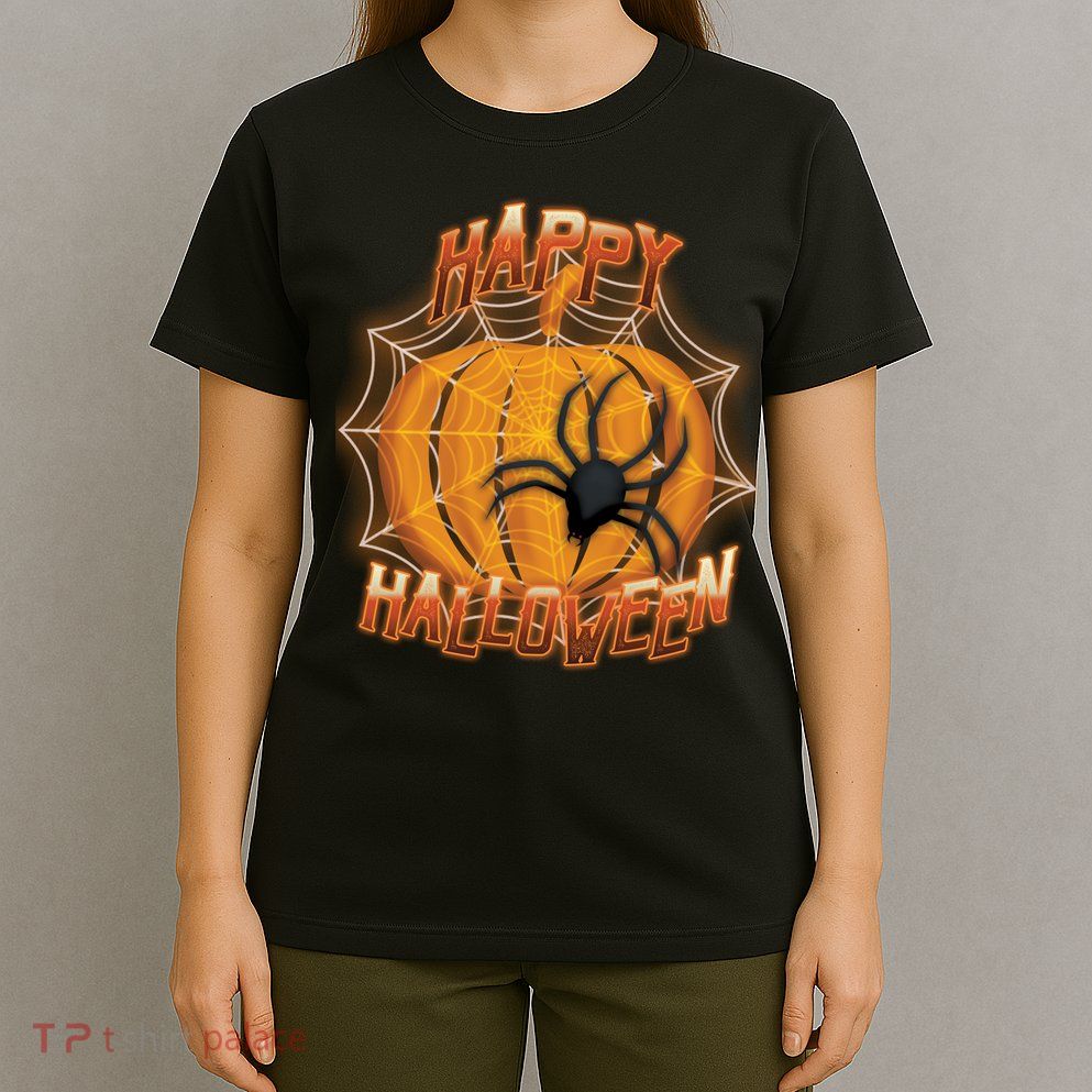 Happy Halloween Spiderweb Pumpkin T-Shirt