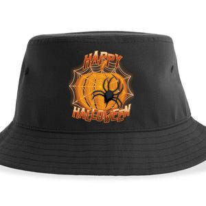 Happy Halloween Spiderweb Pumpkin Sustainable Bucket Hat