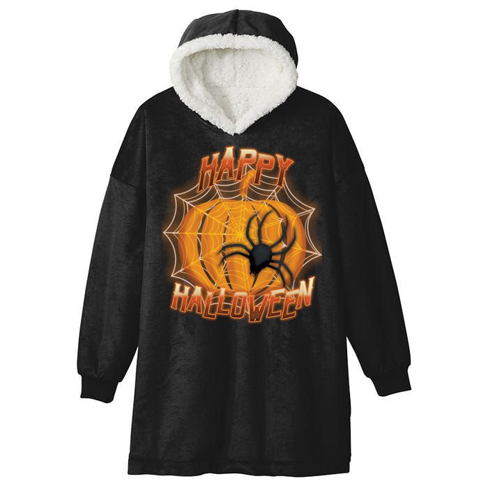 Happy Halloween Spiderweb Pumpkin Hooded Wearable Blanket