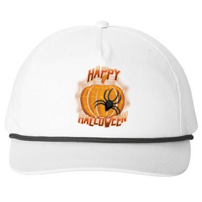 Happy Halloween Spiderweb Pumpkin Snapback Five-Panel Rope Hat