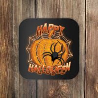 Happy Halloween Spiderweb Pumpkin Coaster