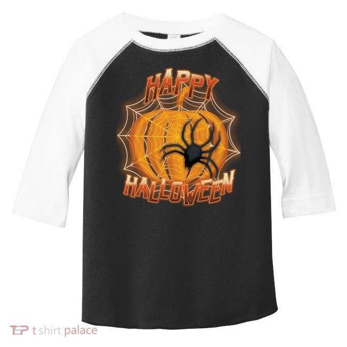 Happy Halloween Spiderweb Pumpkin Toddler Fine Jersey T-Shirt