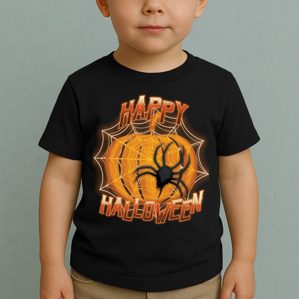 Happy Halloween Spiderweb Pumpkin Toddler T-Shirt