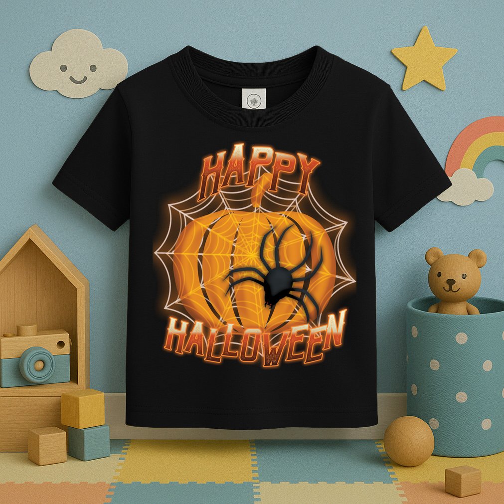 Happy Halloween Spiderweb Pumpkin Toddler T-Shirt