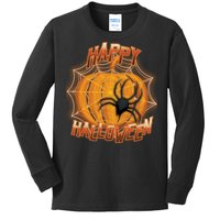 Happy Halloween Spiderweb Pumpkin Kids Long Sleeve Shirt