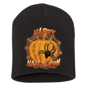 Happy Halloween Spiderweb Pumpkin Short Acrylic Beanie