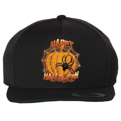 Happy Halloween Spiderweb Pumpkin Wool Snapback Cap