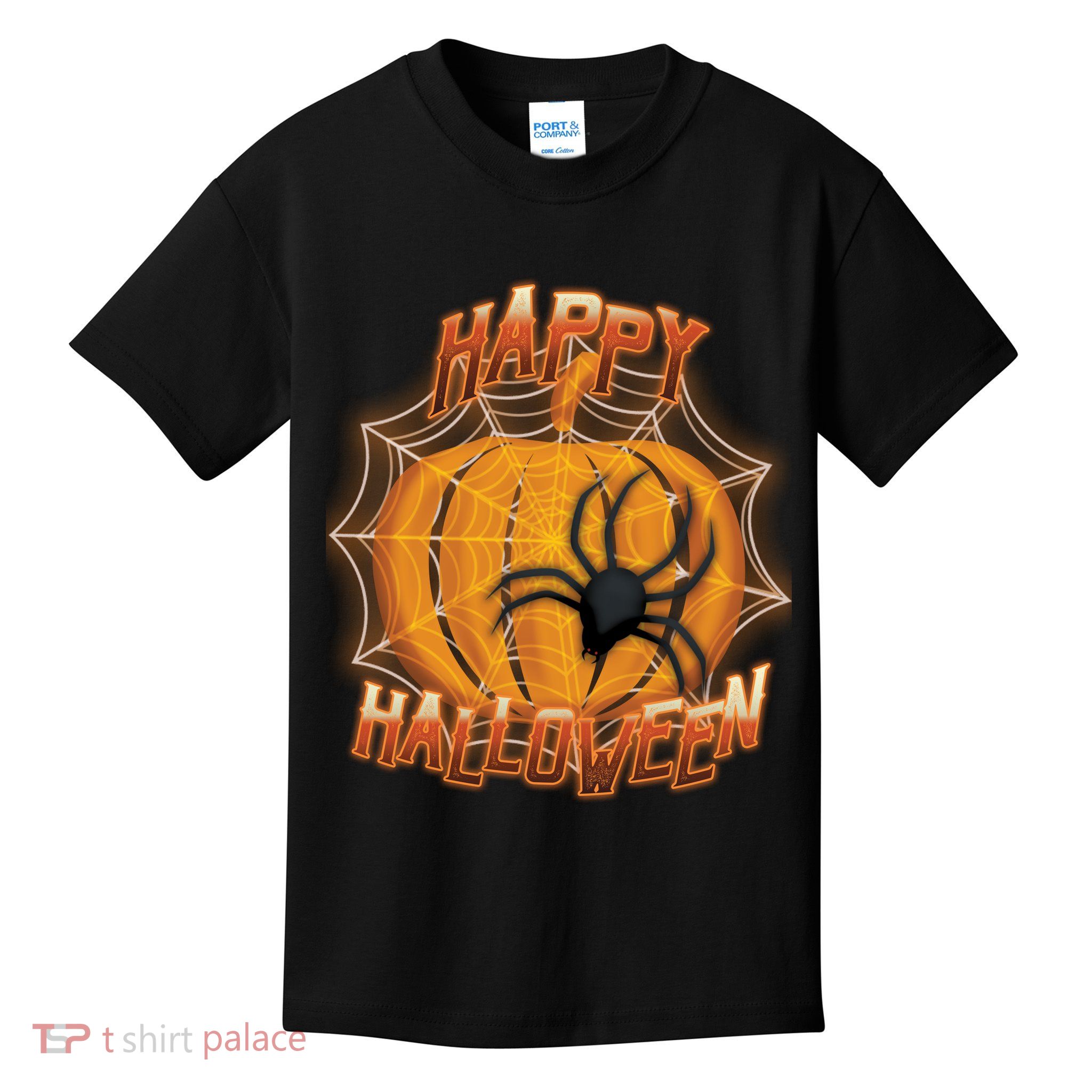 Happy Halloween Spiderweb Pumpkin Kids T-Shirt