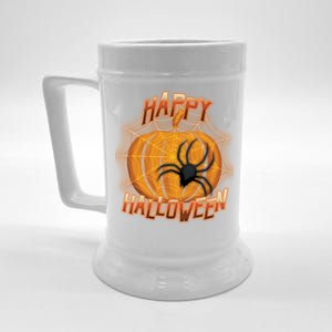 Happy Halloween Spiderweb Pumpkin Beer Stein