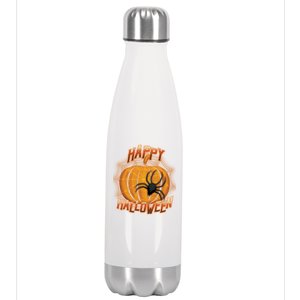 Happy Halloween Spiderweb Pumpkin Stainless Steel Insulated Water Bottle