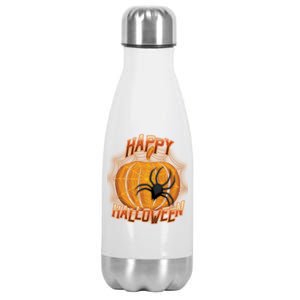 Happy Halloween Spiderweb Pumpkin Stainless Steel Insulated Water Bottle