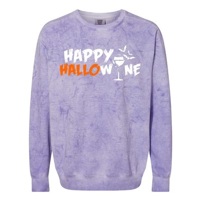 Happy Hallowine Funny Halloween Colorblast Crewneck Sweatshirt